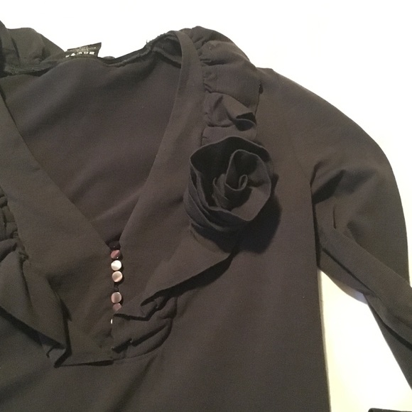 Wolford Ruffle Blouse with Removable Rose Pin - Picture 7 of 8